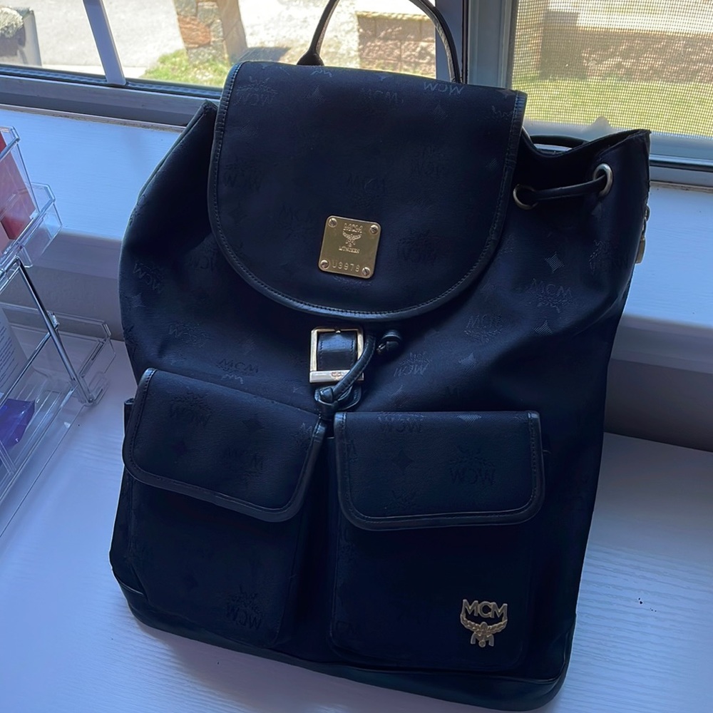 MCM Black Canvas Backpack ✨